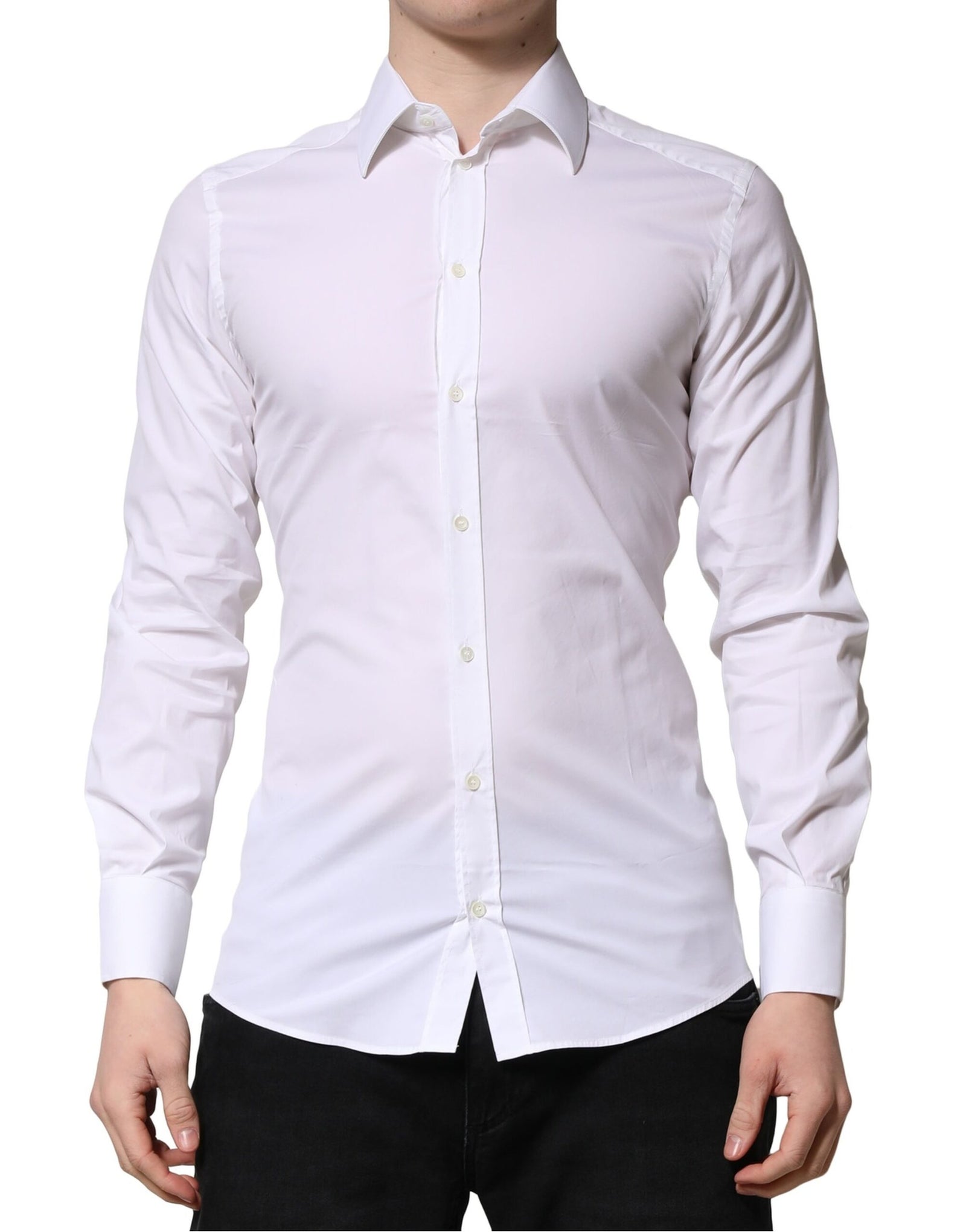 Chemise habillée à manches longues Dolce &amp; Gabbana pour homme, couleur or blanc