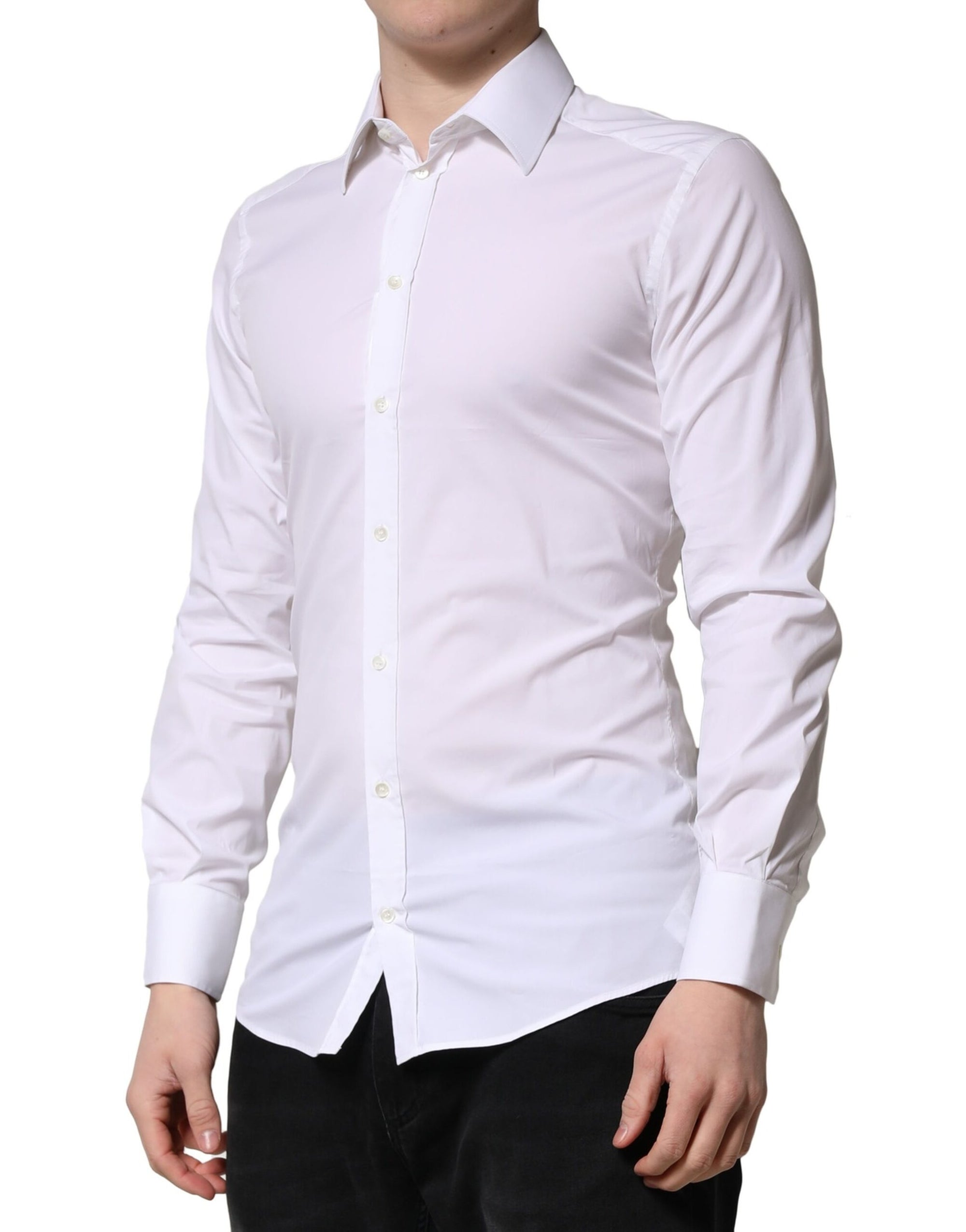 Chemise habillée à manches longues Dolce &amp; Gabbana pour homme, couleur or blanc