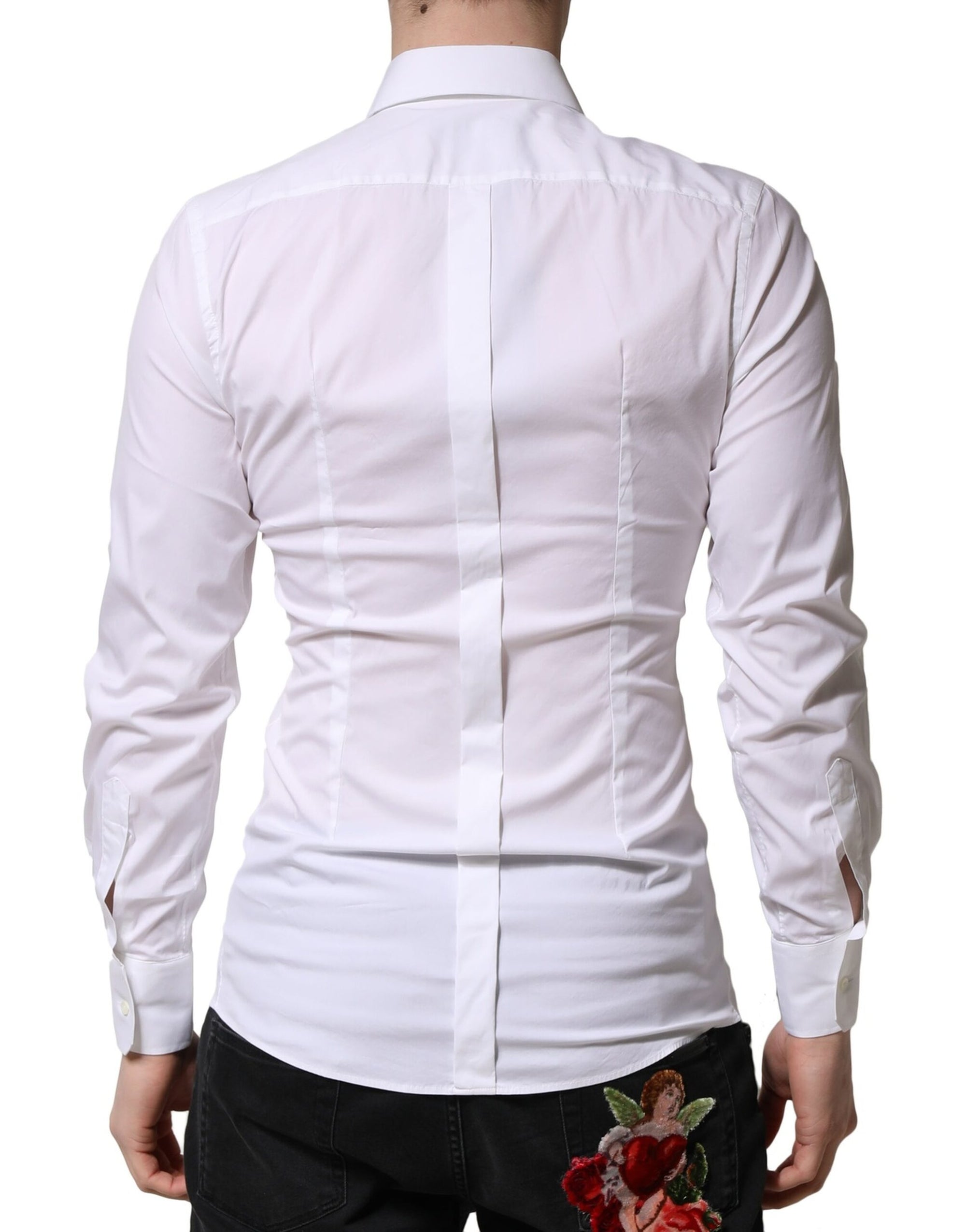 Chemise habillée à manches longues Dolce &amp; Gabbana pour homme, couleur or blanc