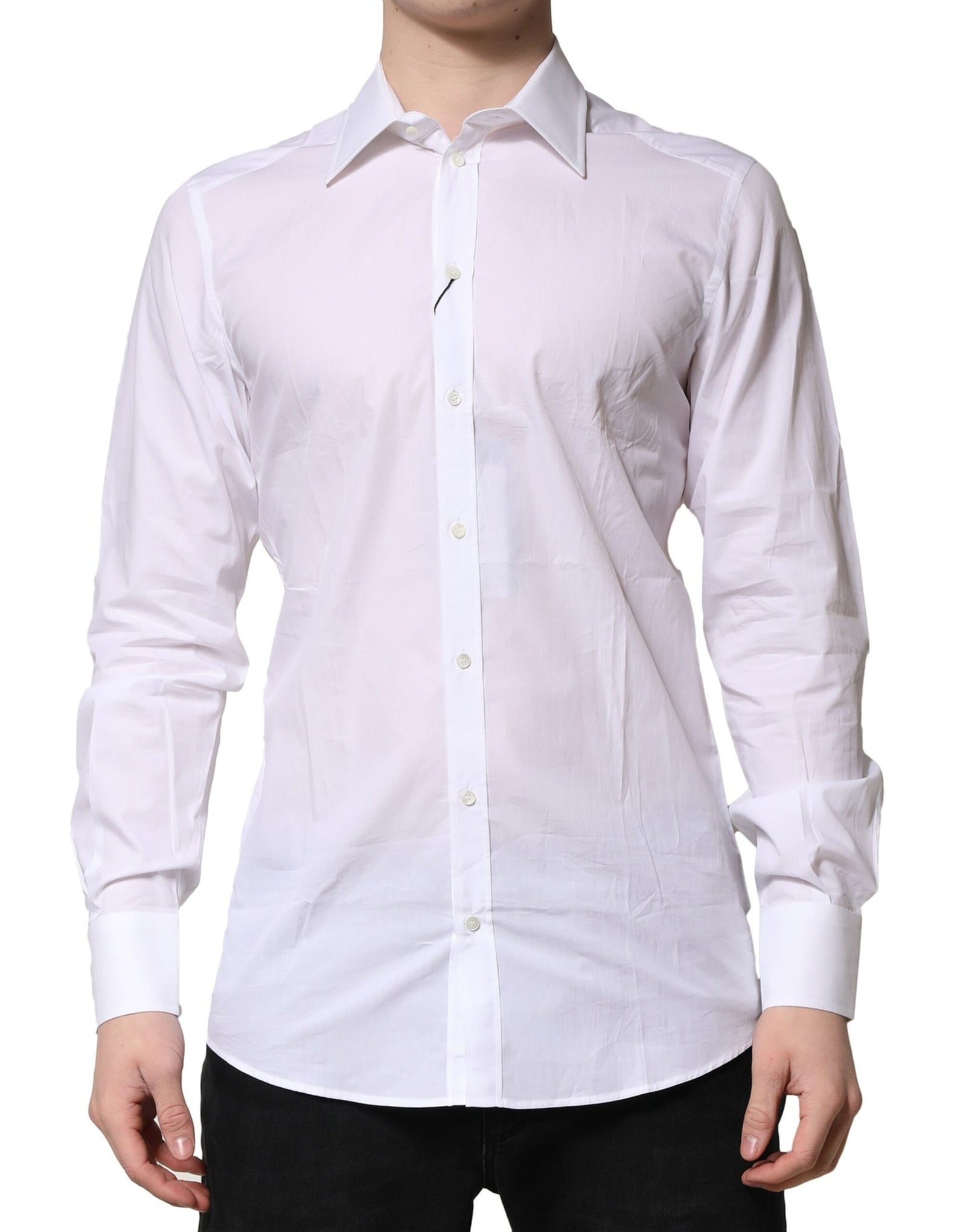 Chemise habillée à manches longues en coton blanc Dolce &amp; Gabbana