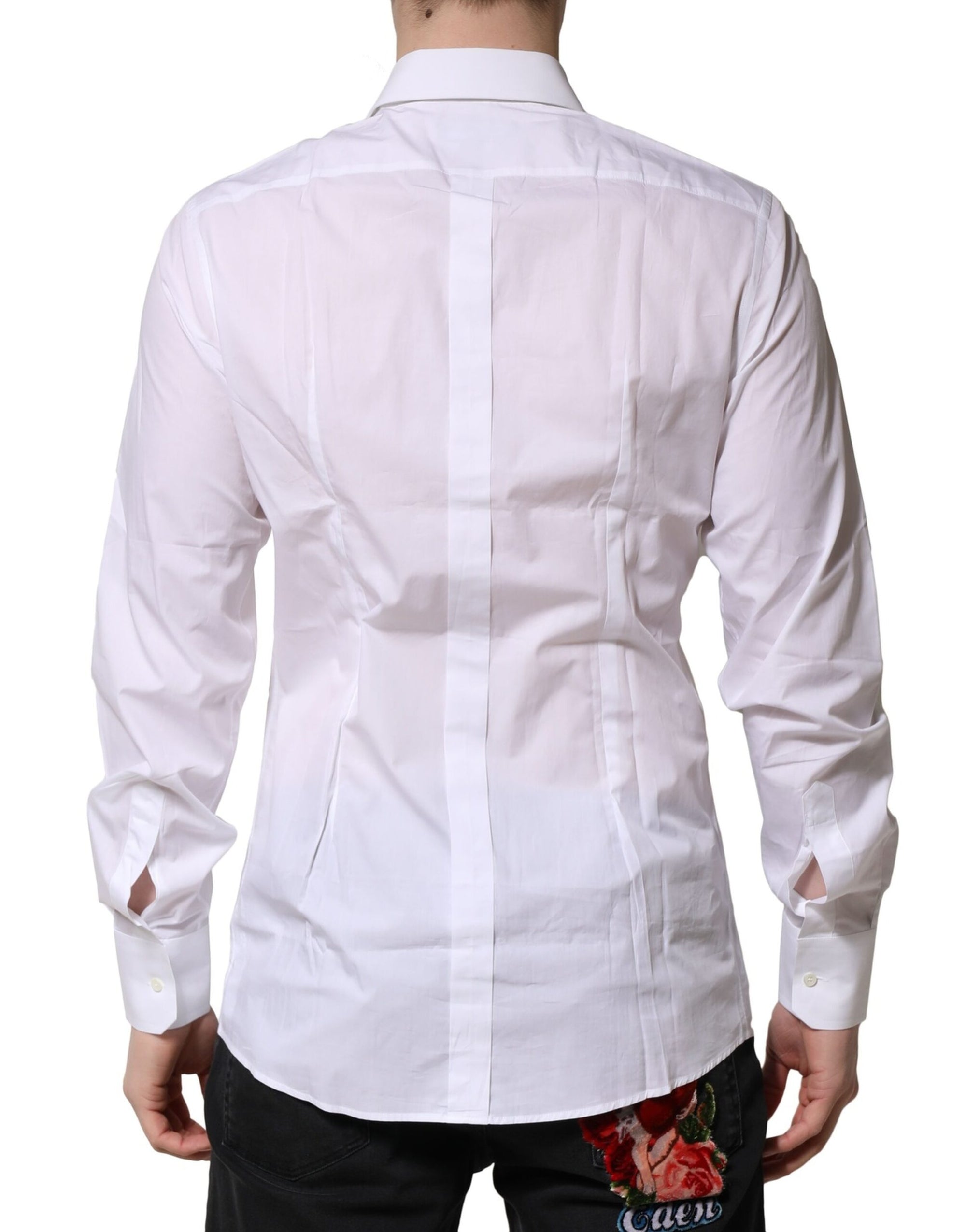 Chemise habillée à manches longues en coton blanc Dolce &amp; Gabbana