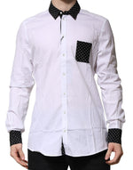 Chemise habillée blanche à pois dorés Dolce &amp; Gabbana pour homme