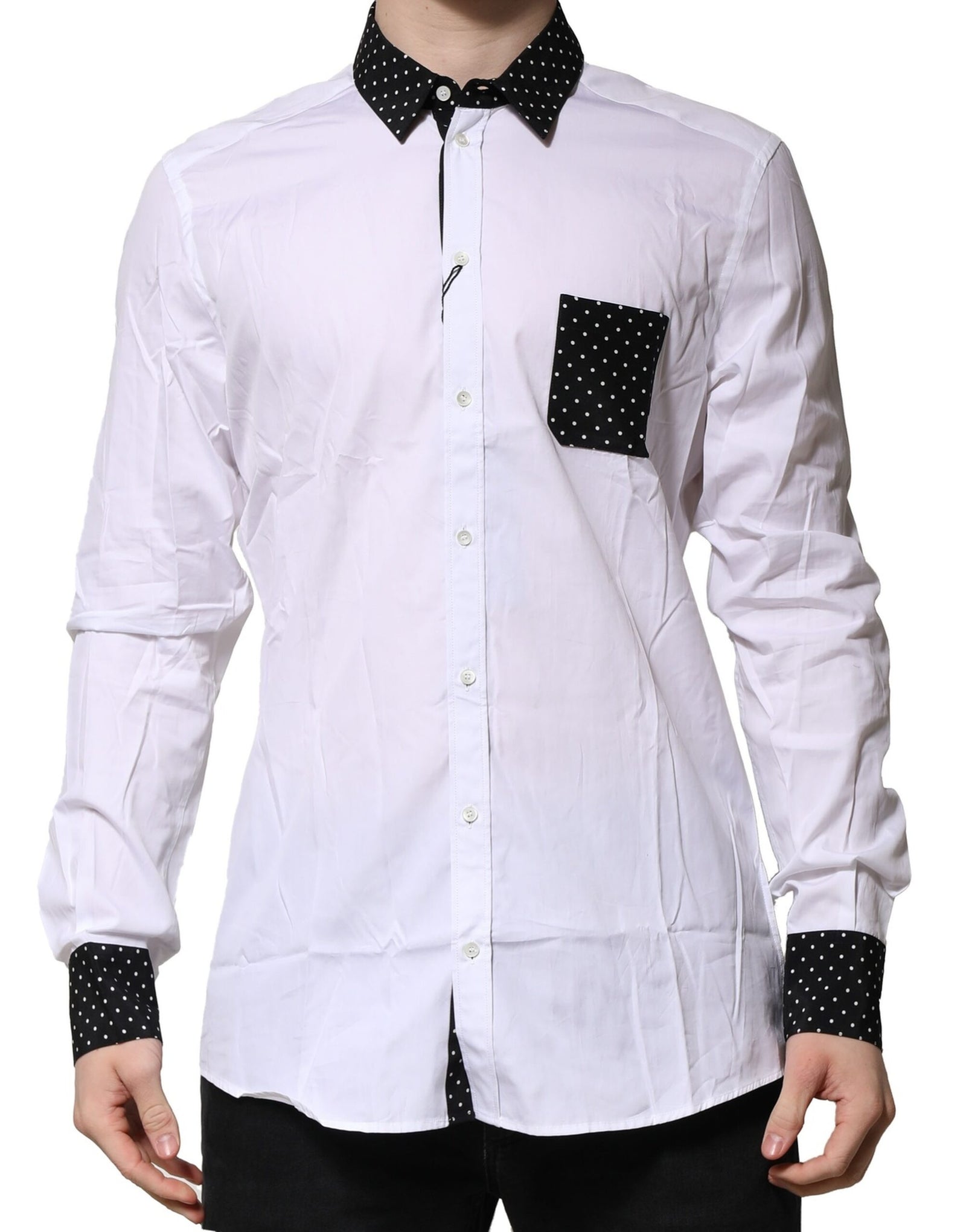 Chemise habillée blanche à pois dorés Dolce &amp; Gabbana pour homme
