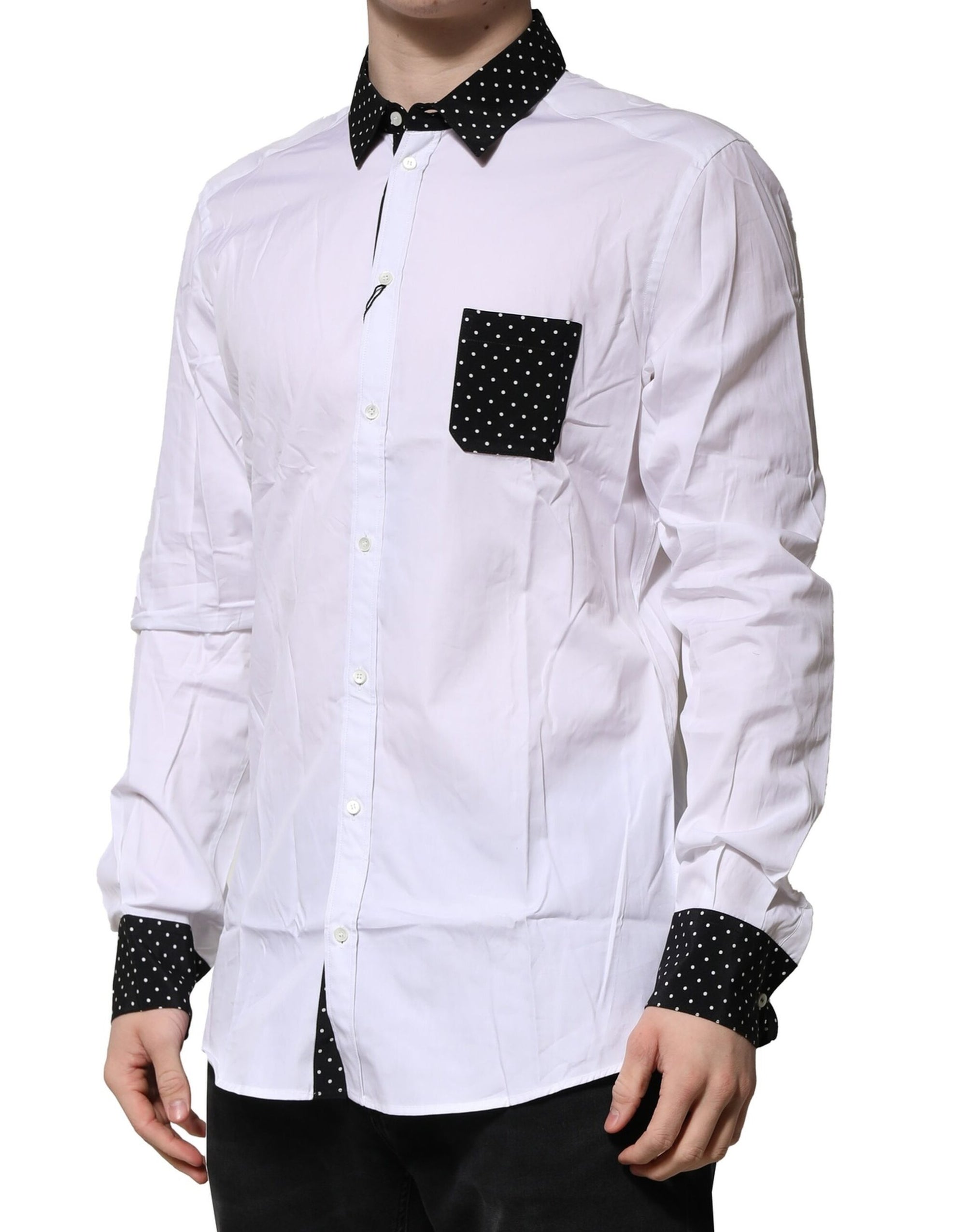 Chemise habillée blanche à pois dorés Dolce &amp; Gabbana pour homme