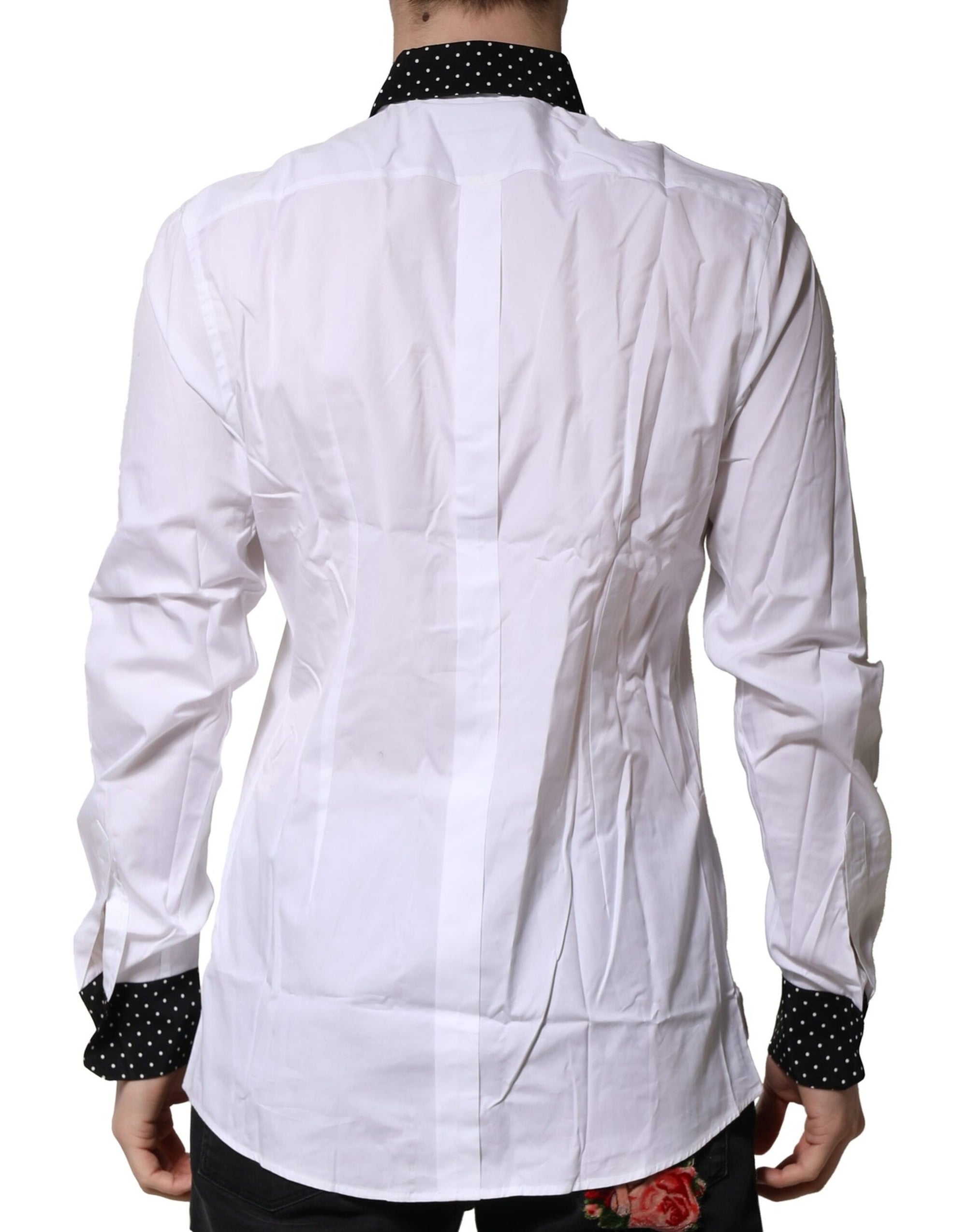 Chemise habillée blanche à pois dorés Dolce &amp; Gabbana pour homme