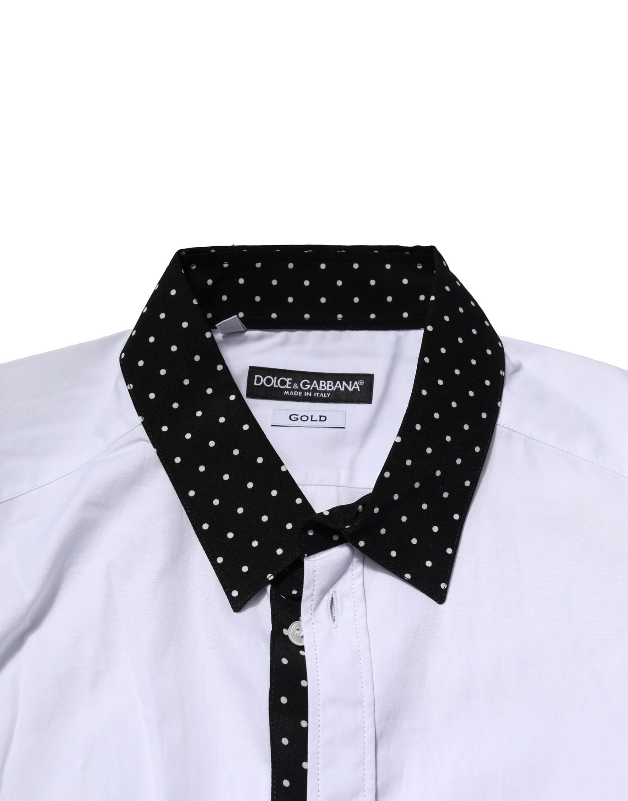 Chemise habillée blanche à pois dorés Dolce &amp; Gabbana pour homme