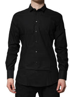 Chemise habillée à manches longues Dolce &amp; Gabbana noire et dorée