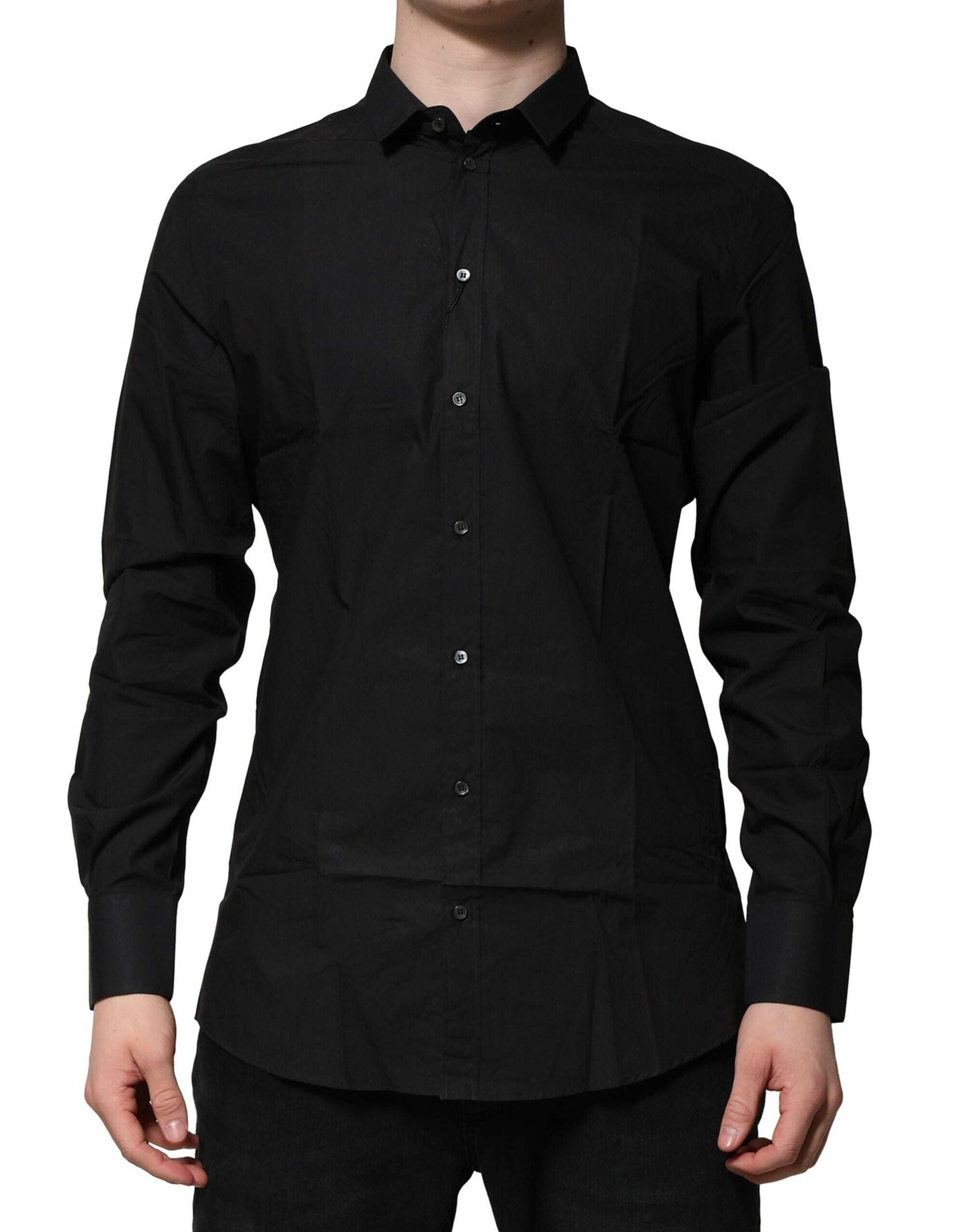 Chemise habillée à manches longues Dolce &amp; Gabbana noire et dorée