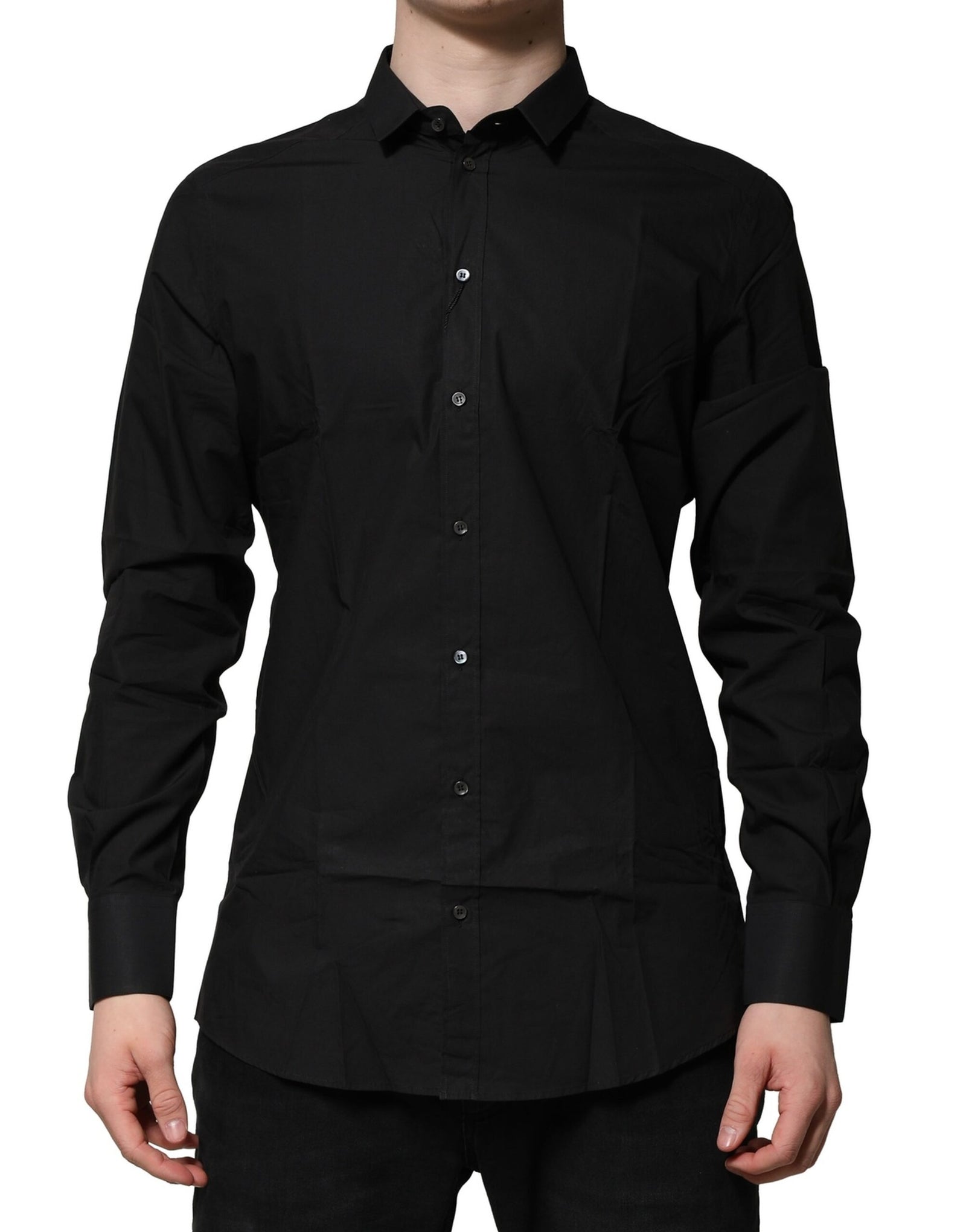 Chemise habillée à manches longues Dolce &amp; Gabbana noire et dorée
