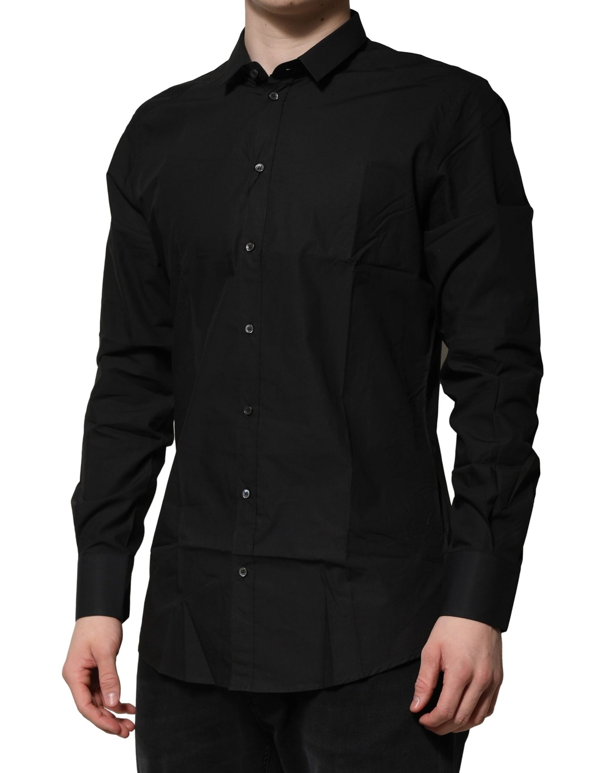 Chemise habillée à manches longues Dolce &amp; Gabbana noire et dorée