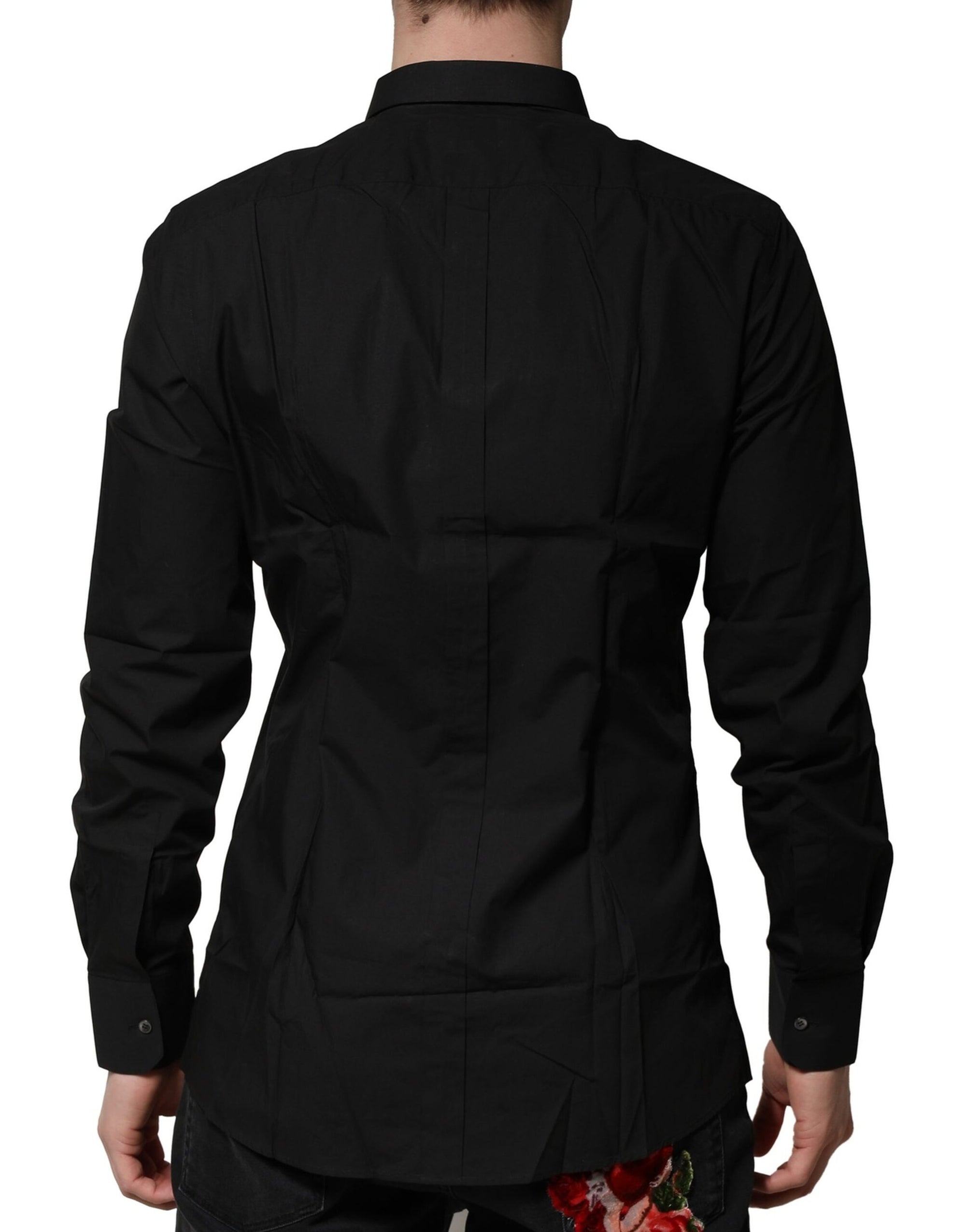 Chemise habillée à manches longues Dolce &amp; Gabbana noire et dorée