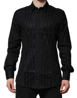 Chemise habillée noire en coton doré pour homme Dolce &amp; Gabbana