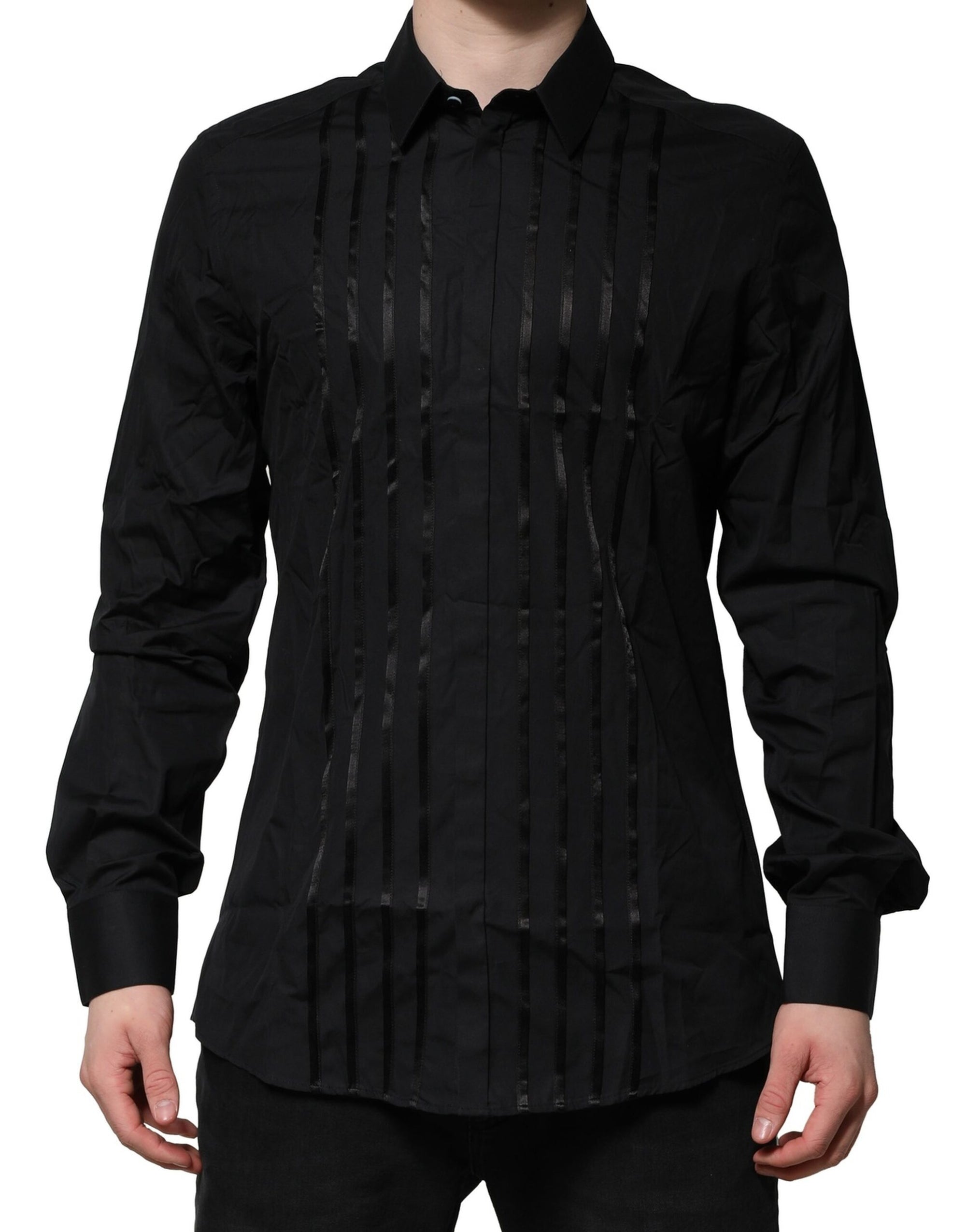 Chemise habillée noire en coton doré pour homme Dolce &amp; Gabbana