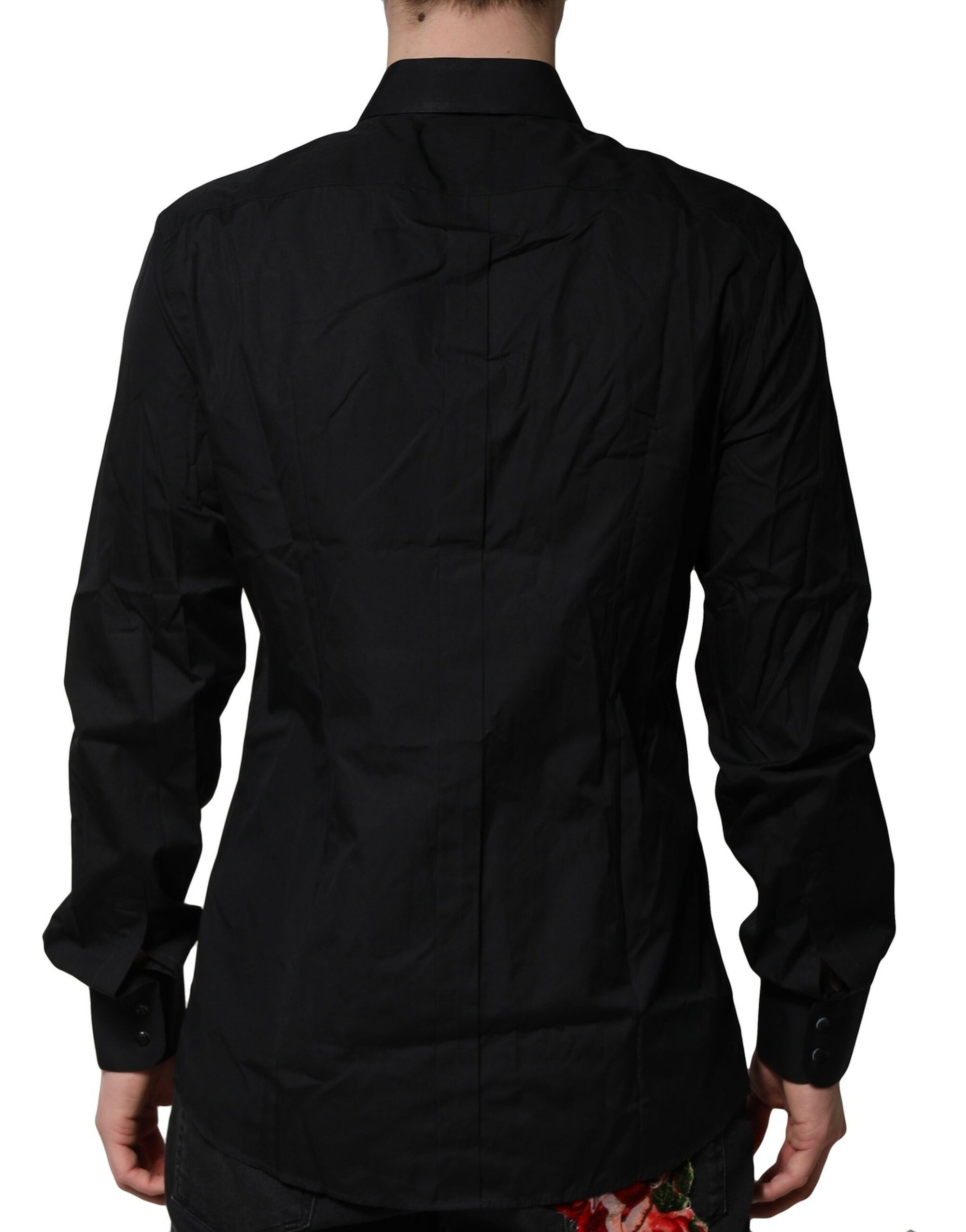 Chemise habillée noire en coton doré pour homme Dolce &amp; Gabbana