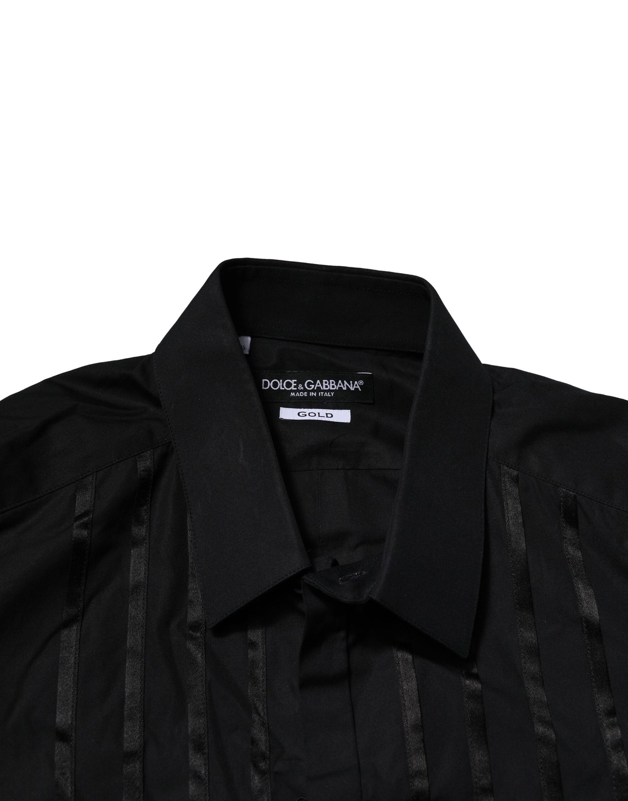 Chemise habillée noire en coton doré pour homme Dolce &amp; Gabbana