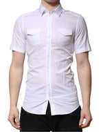 Chemise décontractée à manches courtes en coton blanc Dolce &amp; Gabbana