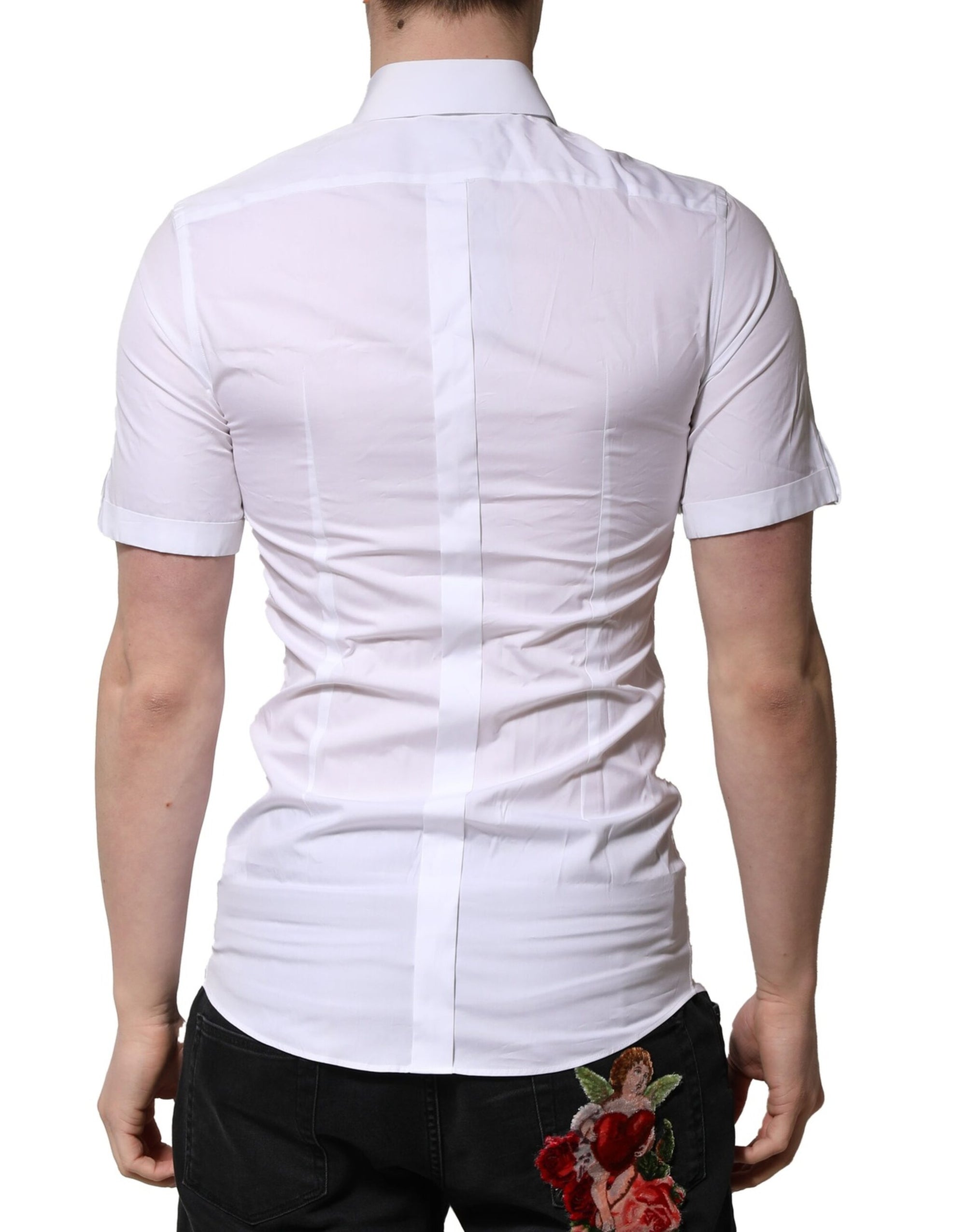 Chemise décontractée à manches courtes en coton blanc Dolce &amp; Gabbana