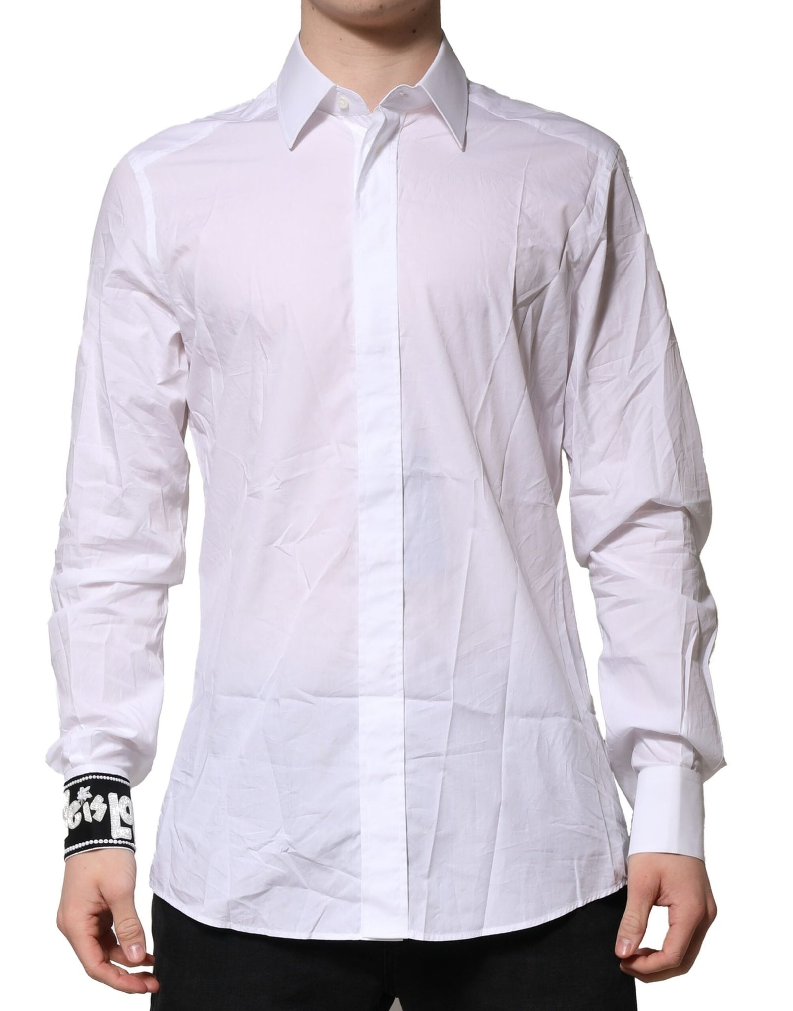 Chemise habillée en coton blanc Dolce &amp; Gabbana pour homme