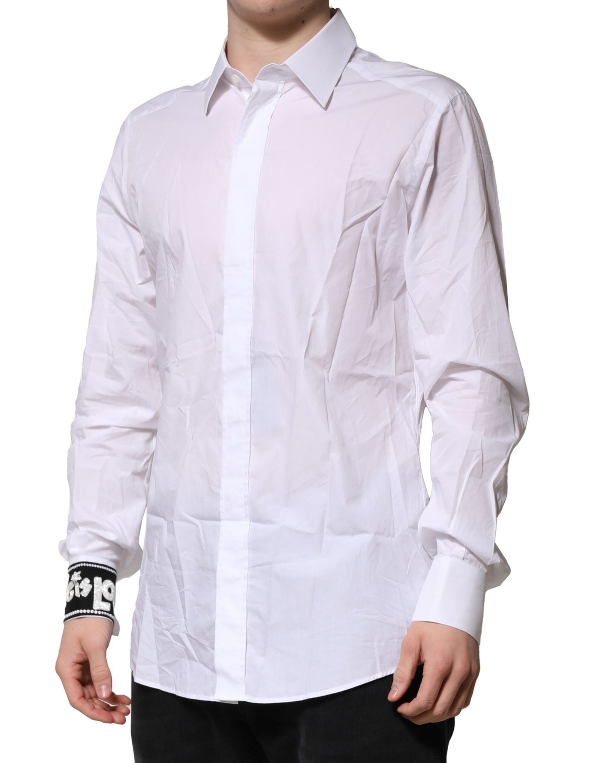 Chemise habillée en coton blanc Dolce &amp; Gabbana pour homme