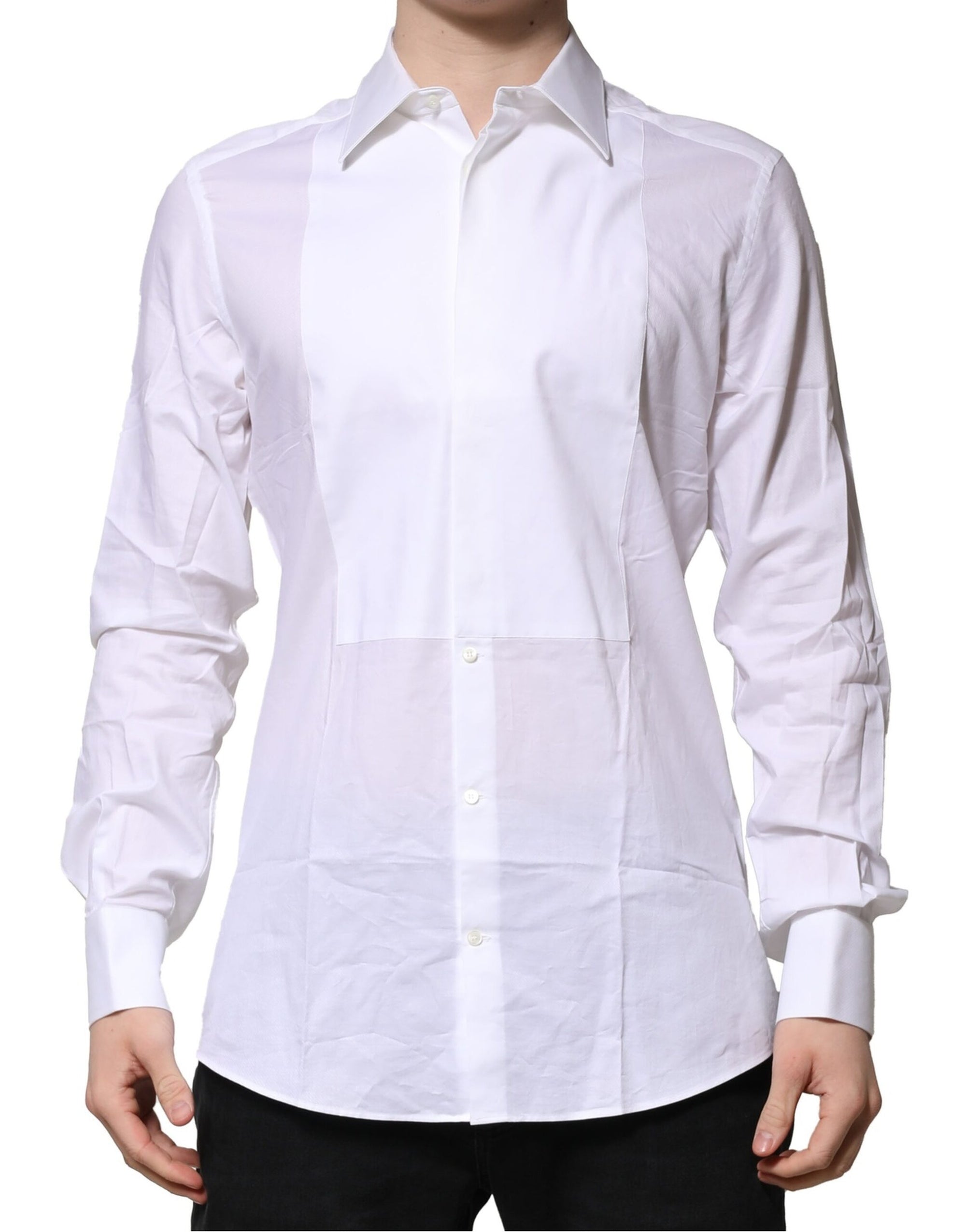 Chemise habillée en popeline de coton blanche Dolce &amp; Gabbana pour homme