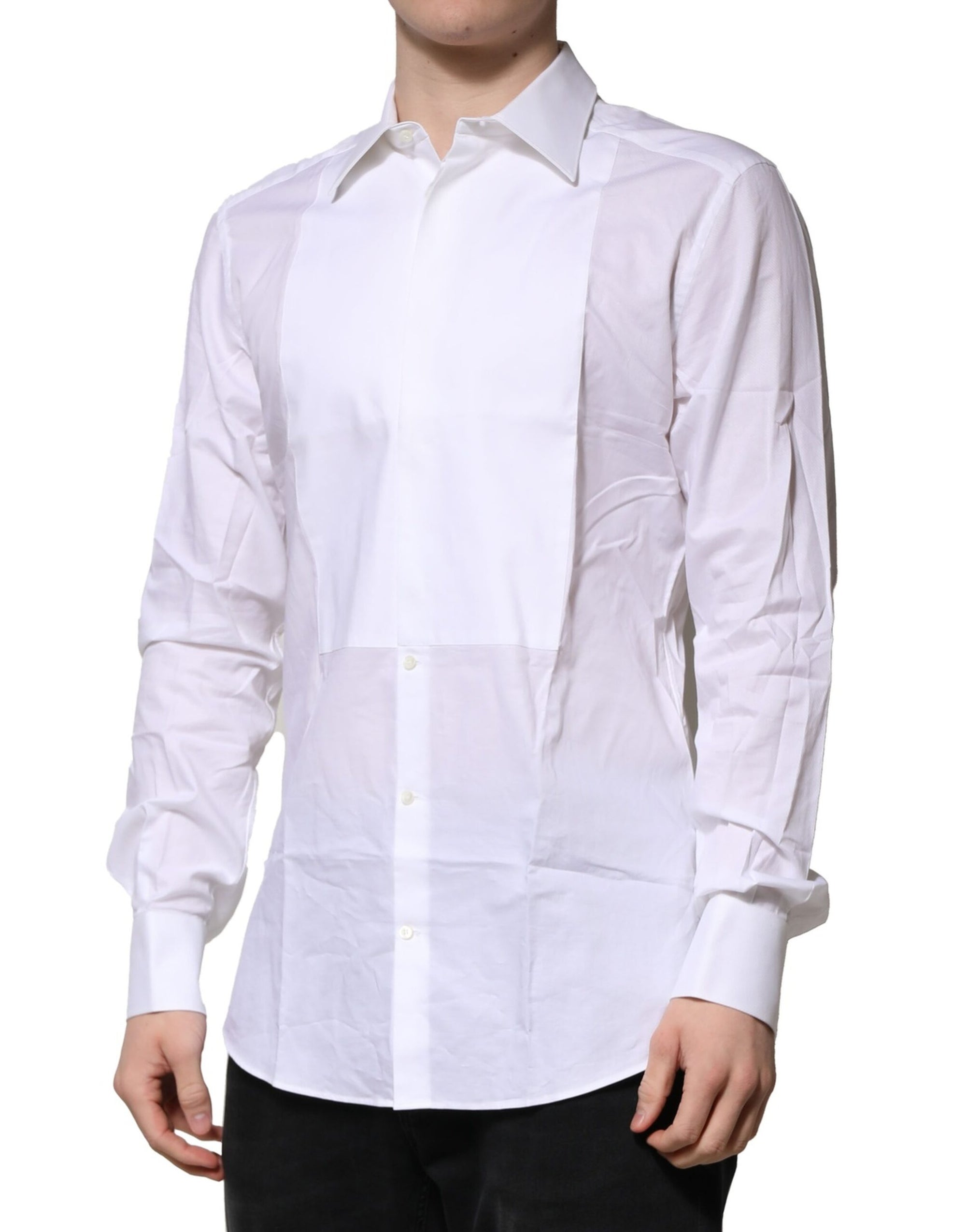 Chemise habillée en popeline de coton blanche Dolce &amp; Gabbana pour homme