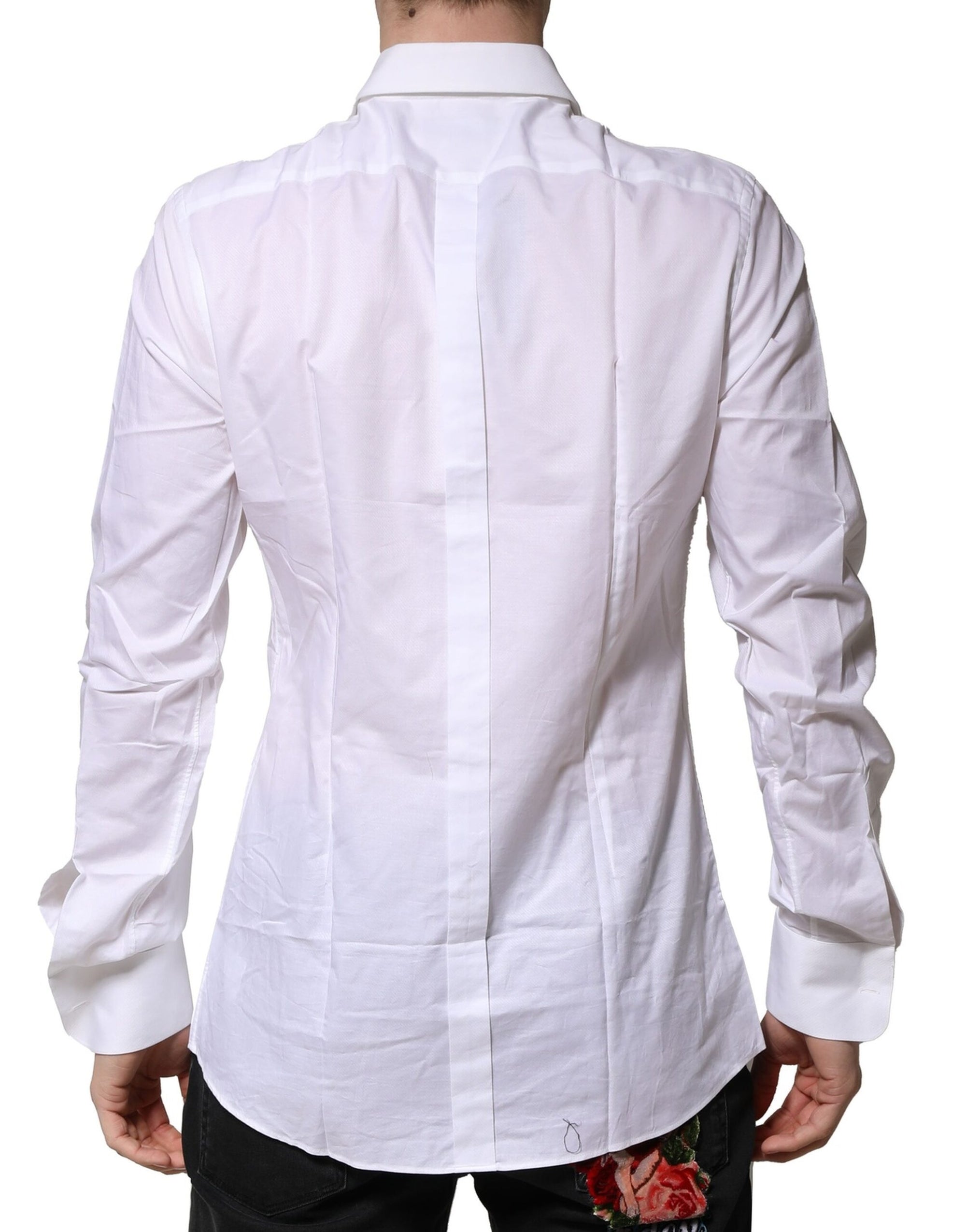 Chemise habillée en popeline de coton blanche Dolce &amp; Gabbana pour homme