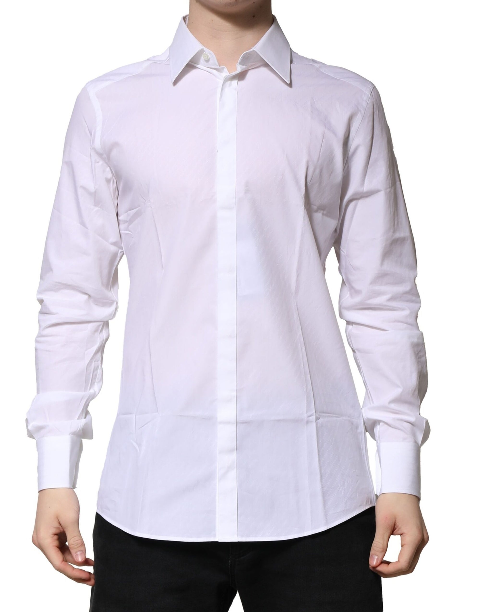 Chemise habillée à manches longues Dolce &amp; Gabbana pour homme, couleur or blanc