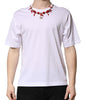 Dolce & Gabbana White Embellished Cotton Crew Neck T-shirt