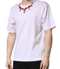 Dolce & Gabbana White Embellished Cotton Crew Neck T-shirt