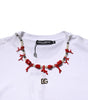 Dolce & Gabbana White Embellished Cotton Crew Neck T-shirt