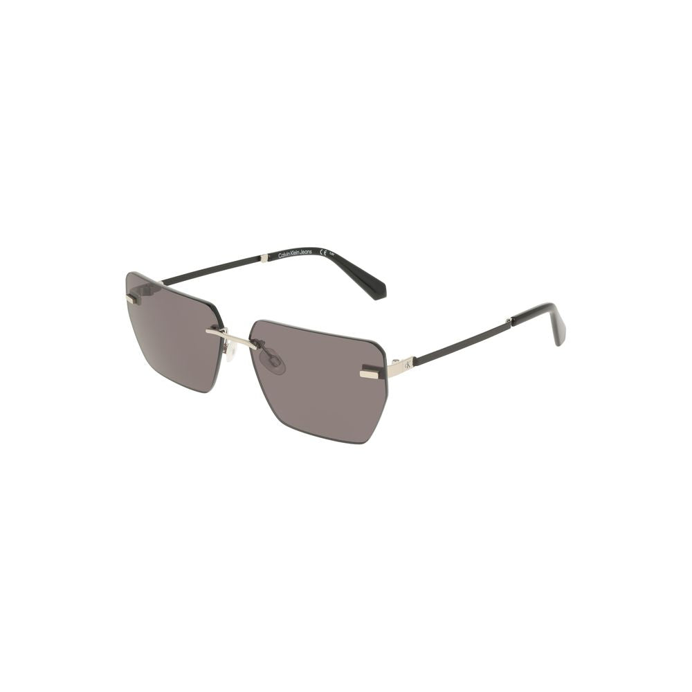 Lunettes de soleil Calvin Klein grises en métal pour homme