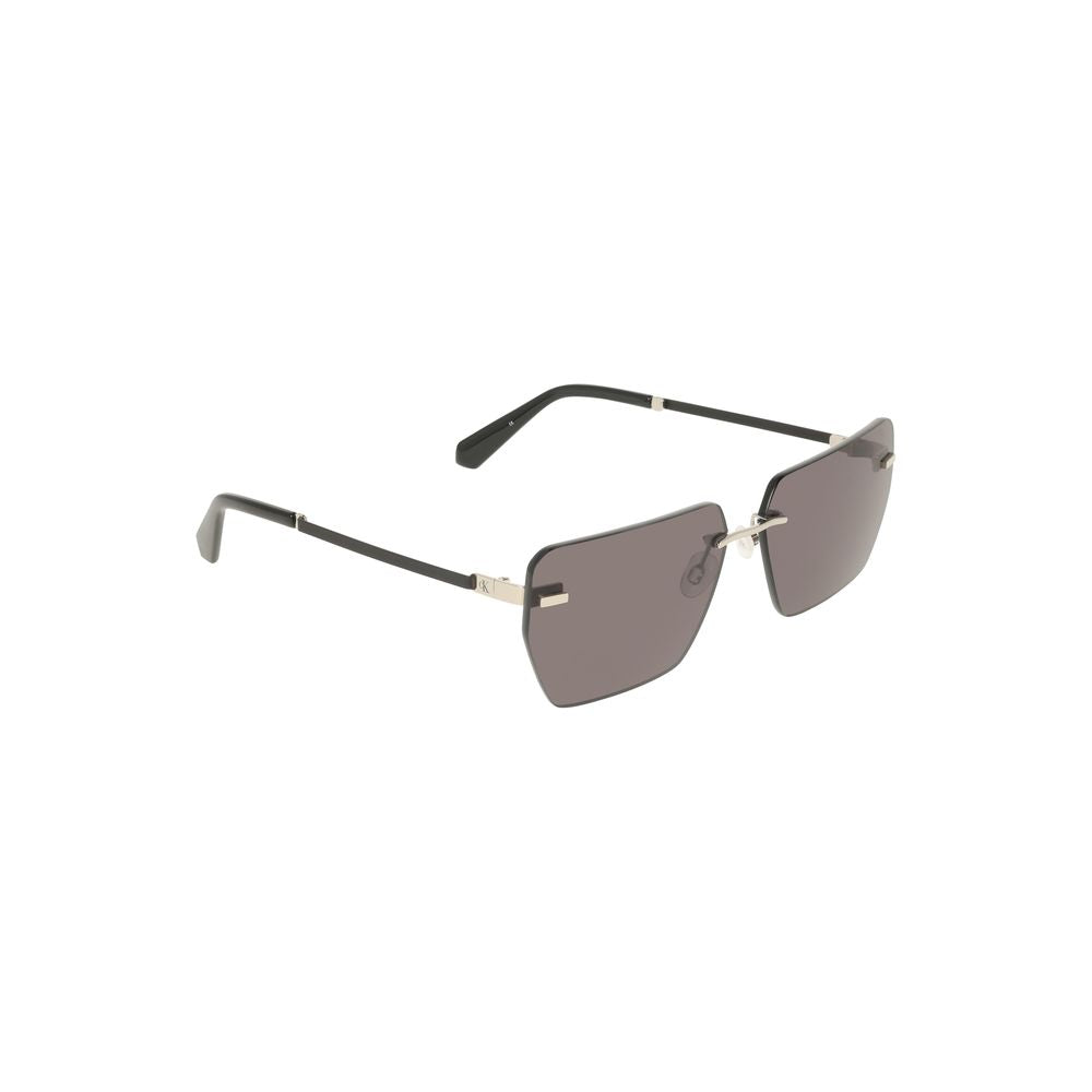 Lunettes de soleil Calvin Klein grises en métal pour homme