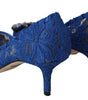 Dolce &amp; Gabbana Blue Lace Crystal Ballet Pumps Shoes