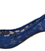 Dolce &amp; Gabbana Blue Lace Crystal Ballet Pumps Shoes