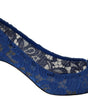 Dolce &amp; Gabbana Blue Lace Crystal Ballet Pumps Shoes