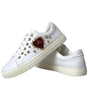 Baskets Dolce & Gabbana en cuir blanc et or avec cœur rouge