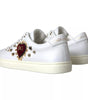 Baskets Dolce & Gabbana en cuir blanc et or avec cœur rouge