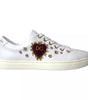 Baskets Dolce & Gabbana en cuir blanc et or avec cœur rouge