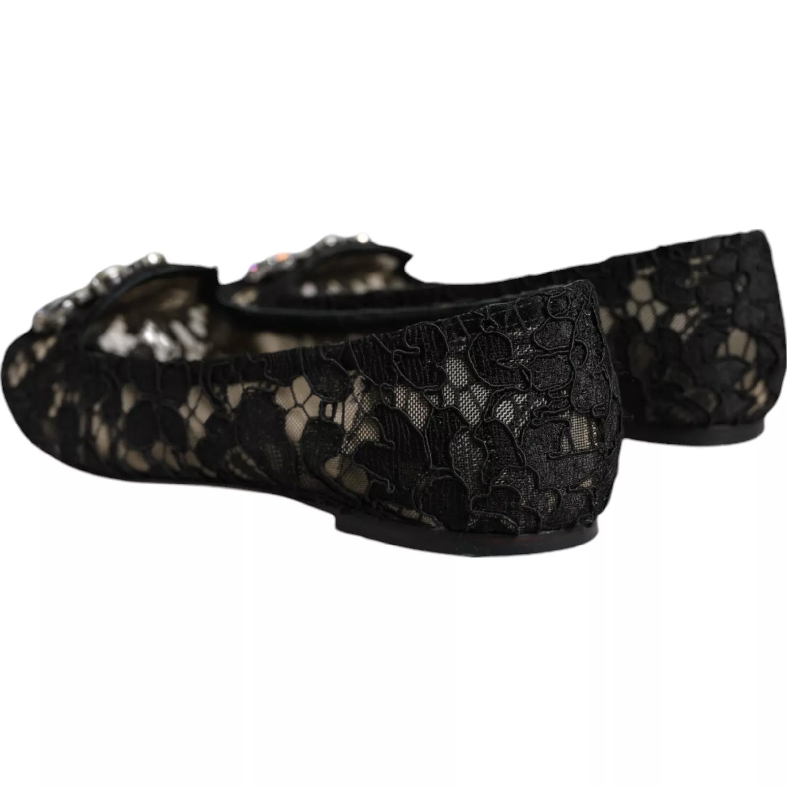 Ballerines plates en dentelle noire et cristaux Dolce & Gabbana
