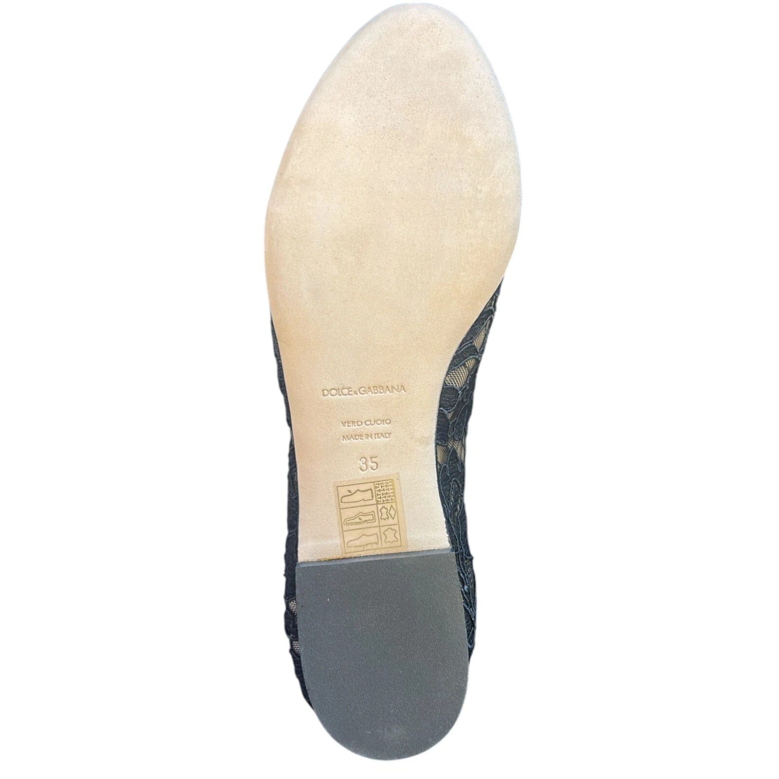 Ballerines plates en dentelle noire et cristaux Dolce & Gabbana