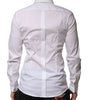 Dolce & Gabbana White Cotton GOLD Long Sleeves Formal Shirt
