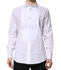 Dolce & Gabbana White Silk Bib Poplin GOLD Men Formal Shirt