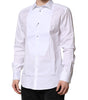 Dolce & Gabbana White Silk Bib Poplin GOLD Men Formal Shirt