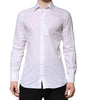 Dolce & Gabbana White GOLD Long Sleeves Dress Men Formal Shirt