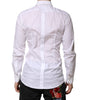 Dolce & Gabbana White GOLD Long Sleeves Dress Men Formal Shirt