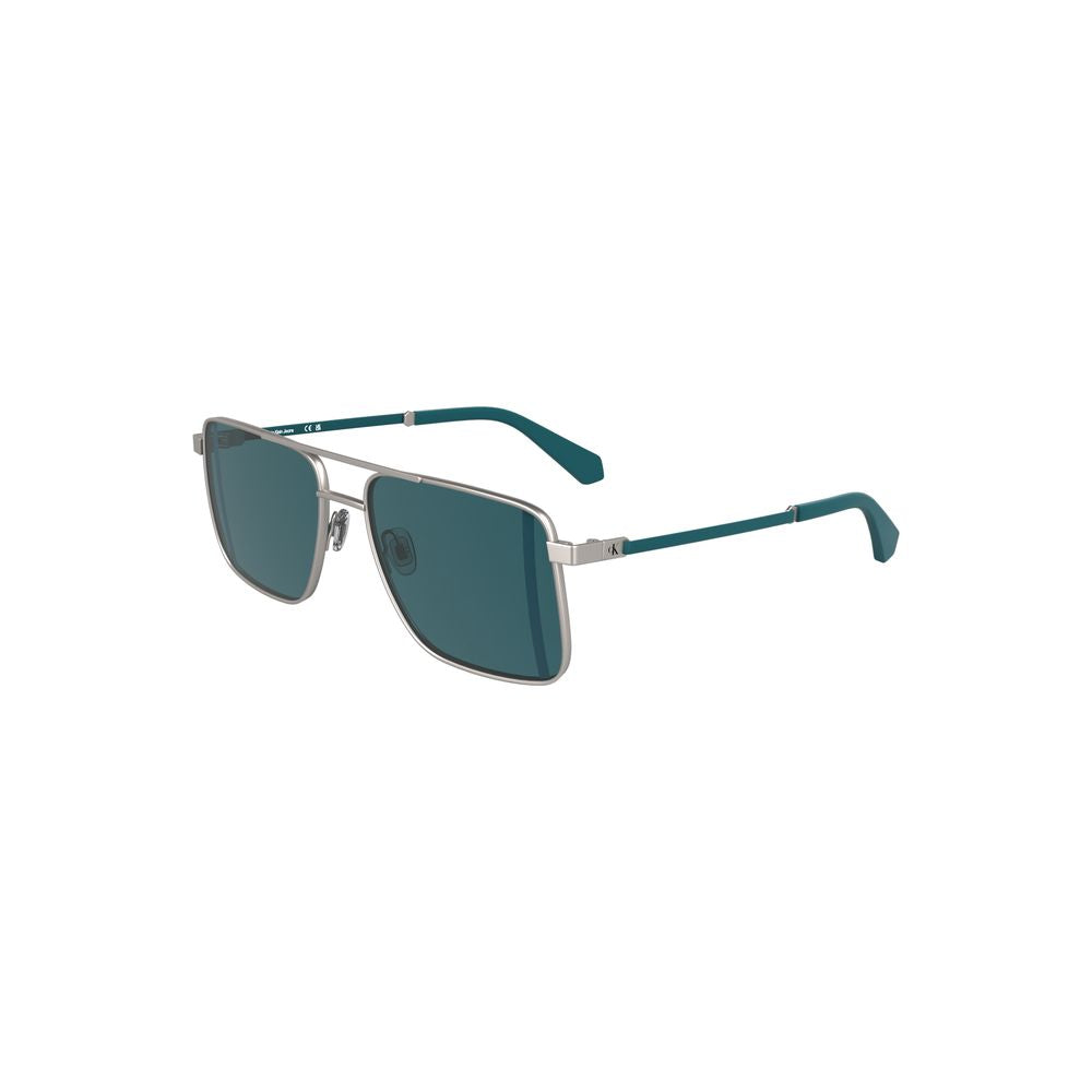 Lunettes de soleil Calvin Klein grises en métal pour homme