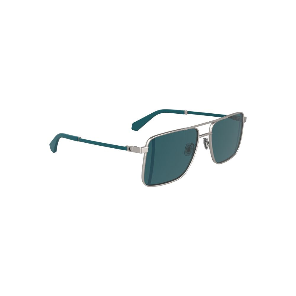 Lunettes de soleil Calvin Klein grises en métal pour homme
