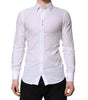 Dolce & Gabbana White GOLD Long Sleeves Dress Men Formal Shirt