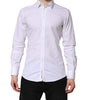 Dolce & Gabbana White GOLD Cotton Dress Formal Shirt