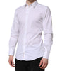Dolce & Gabbana White GOLD Cotton Dress Formal Shirt
